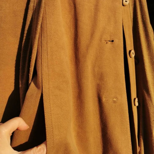 Grosse classic women's suede trench coat with buttons, mustard color