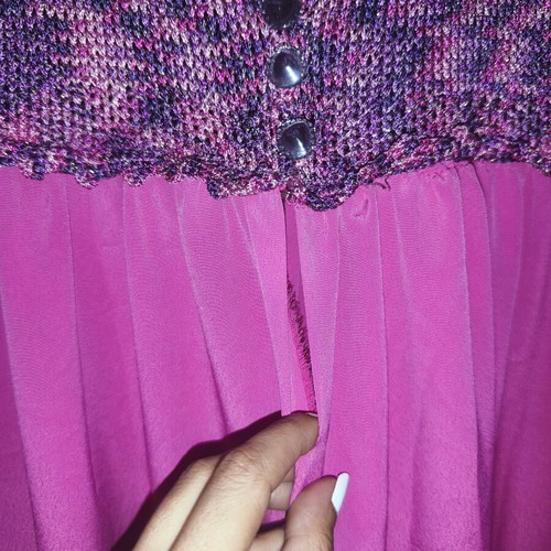 Maxi dress custommade fuchsia with knit bust and silver thread like new