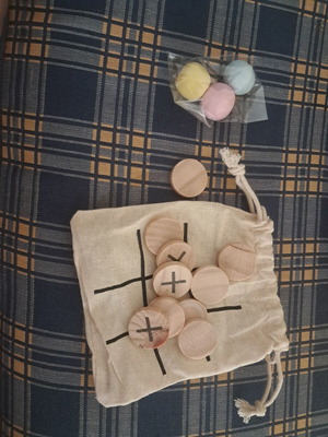 Handmade Tic Tac Toe Bomboniera set of 22 with Hatzigiannakis marshmellow