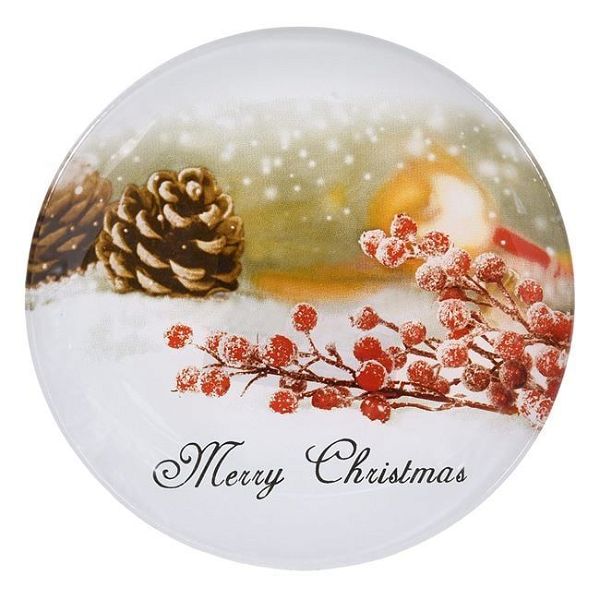  christougenniatiko piato glikou gialino chioni gki koukounaria "Merry Christmas" 15cm