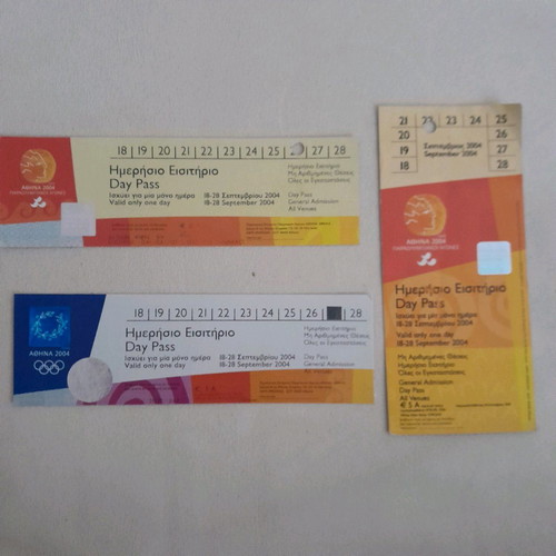 Olympic and Paralympic Games 2004 tickets used, pack of 3