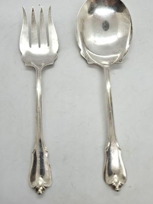 Vintage Wallace Sterling Silver Grand Colonial κουτάλι και πιρούνι μεταχειρισμένα