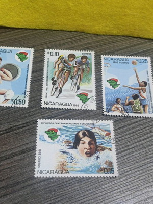 Set of 4 Nicaragua stamps like new, sports 1982