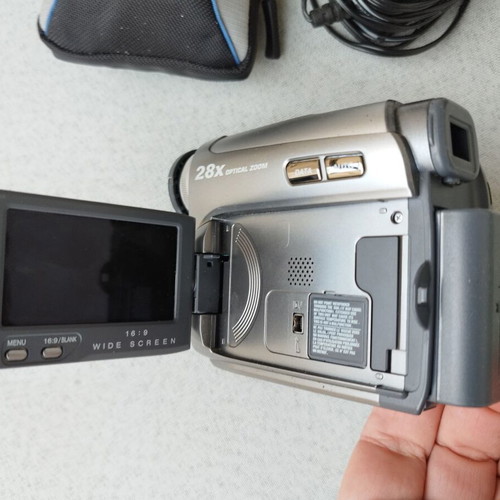 JVC GR-D725E digital video camera used with charger and case