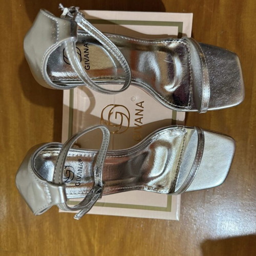 Luigi silver sandals with unique heel, new, size 37