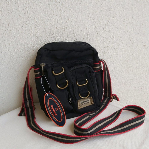 Diplomat black unisex crossbody bag new with red details