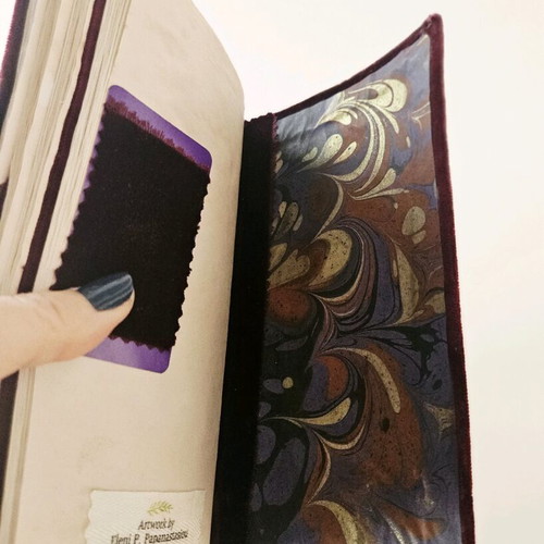 Handmade artistic notebook like new with velvet cover