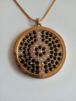 Women's pendant used, gold Fo with black rhinestones