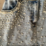 Shein denim skirt with pearls, size L, blue