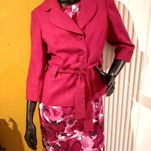 Laura Ashley summer blazer 100% linen new, dark fuchsia with floral lining