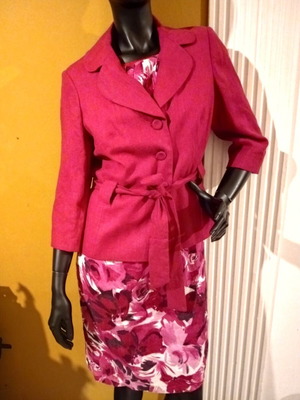 Laura Ashley summer blazer 100% linen new, dark fuchsia with floral lining