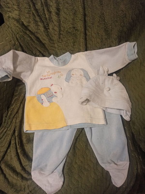 Velour winter set for 3-6 months baby used, light blue