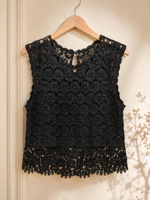 Lace top, black, size S