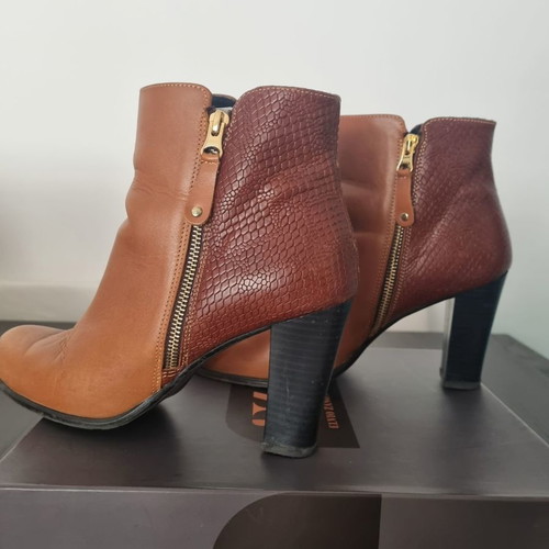 Sagiakos leather high-heeled ankle boots like new, brown two-tone, size 41