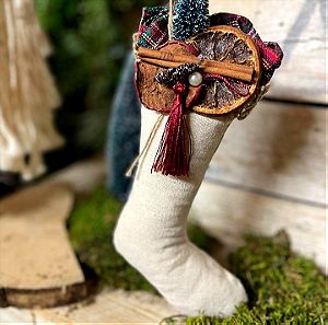 Χριστουγεννιάτικη Μπότα, Χειροποίητη, Διακοσμητική, Χριστουγεννιάτικη Διακόσμιση / Handmade Decorative Hanging Christmas Boot, Stocking. Christmas Hanging Decoration
