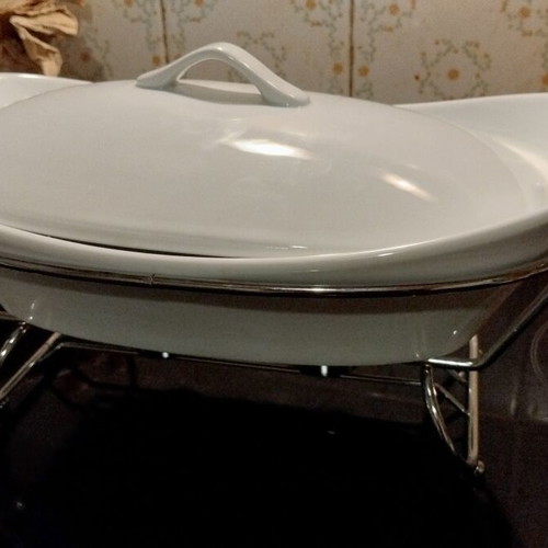 Chafing Dish with Metal Base and Candle Holders New