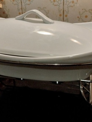 Chafing Dish with Metal Base and Candle Holders New