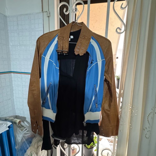 Nolita leather jacket small with fabric new, blue