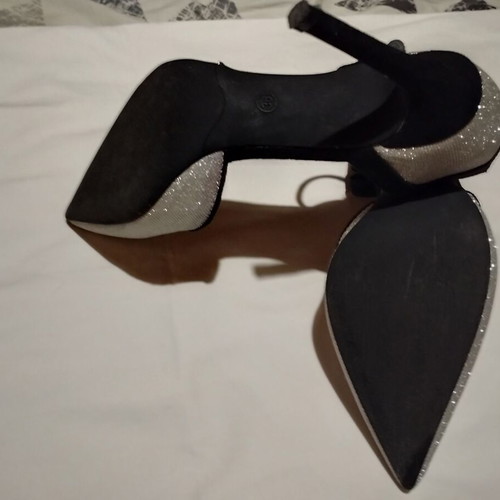 Silver and black high heel pumps size 36