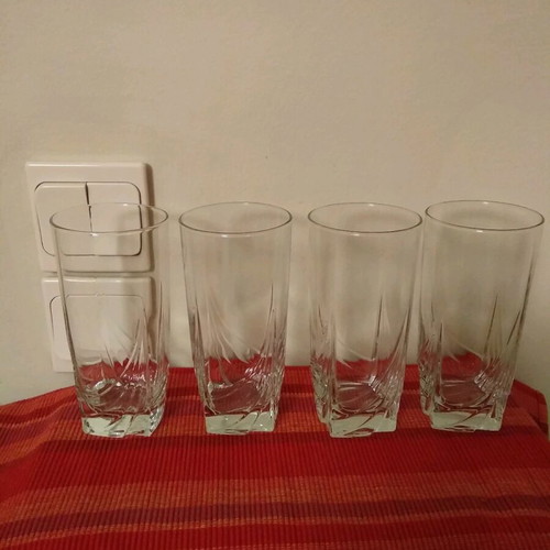 Glass set of 12 used embossed design glasses