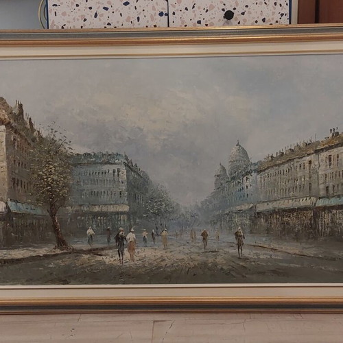 European Street Oil Painting on Canvas used