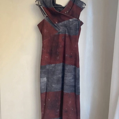 Religion dress midi new, gray and red, size M