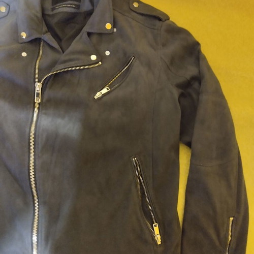 Zara gray leather motorcycle jacket like new, XL