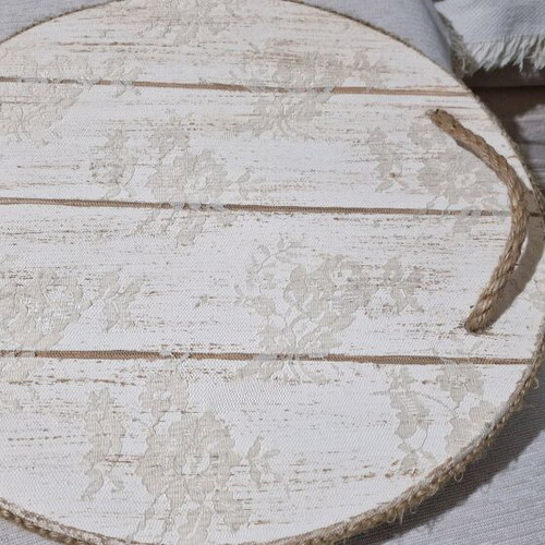 Decorative wooden tray with rope handles, new