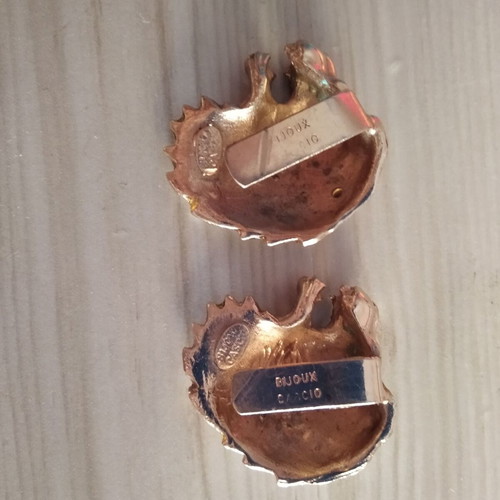 Vintage clip-on earrings 1980s, used, gold tone