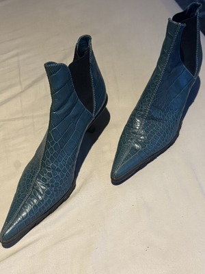 Danos women's ankle boots used, size 37, crocodile texture, petrol