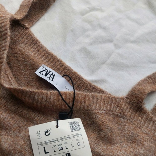 Zara knitted set with shorts new, size L, beige