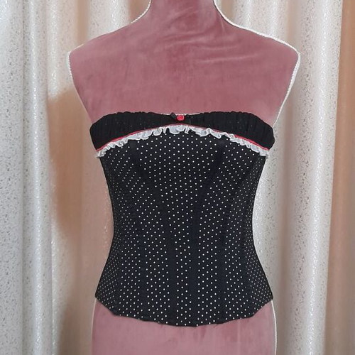 Corset Ann Summers black polka dot strapless top like new