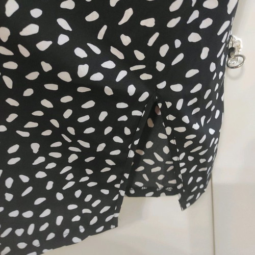Black and white midi dress with leg slit, size Small, used