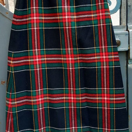 Vintage 1960's wool plaid wrap maxi skirt lined, like new