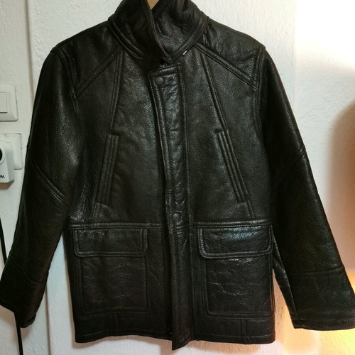 Mutton coat used, real leather with natural wool sheepskin, size S