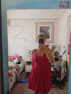Zara pink dress with decorative neckline, size M