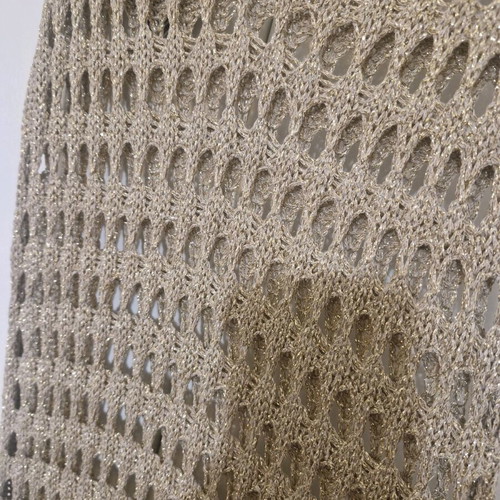 Elastic knitted dress new, gold with fringes