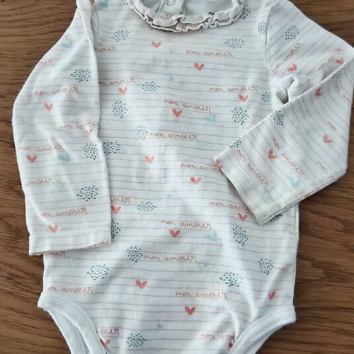 Baby bodysuits used, set of 3 for 9-12 months, cotton