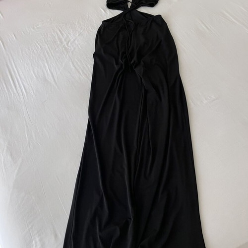Pull & Bear black elastic cutout jumpsuit with tie cords