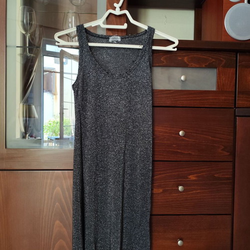Long black blouse with silver thread like new, size S