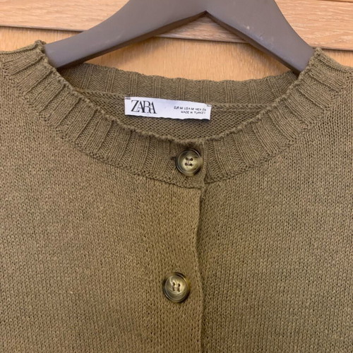 Zara women's cropped knitted cardigan new, khaki