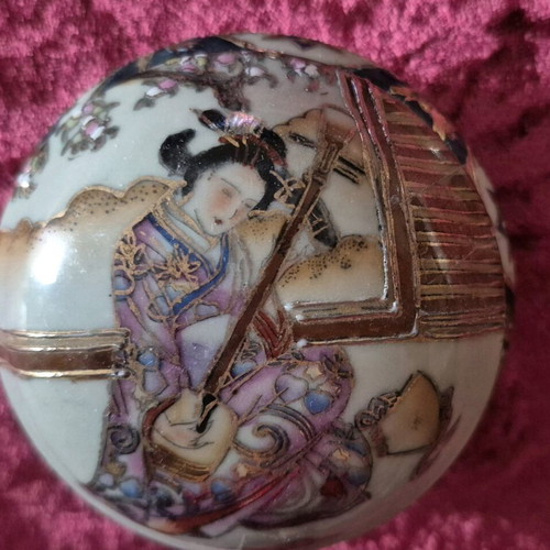 Chinese jewelry box with handmade embossed painting new