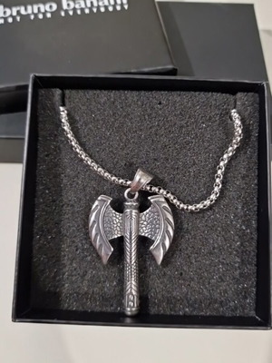 Bruno Banani men's pendant new, silver stainless steel axe design