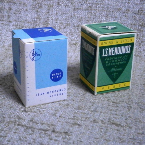 Menounos fountain pen ink cyan and green new, pack of 2 vintage