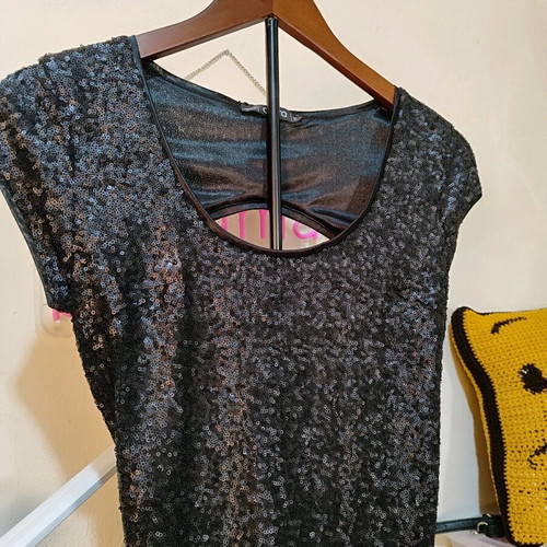 Cento black dress with sequins and open back used