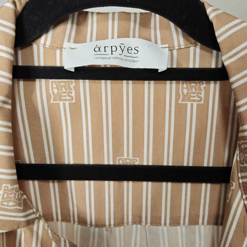 Arpyes vintage shirt beige camel with white stripes size S/M like new