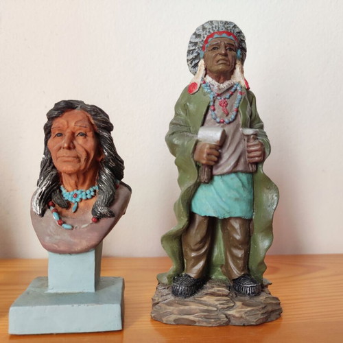 Vintage Native American miniature figures used, set of 7
