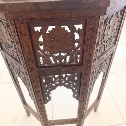 Antique Anglo-Indian Corner Table with Hand-Carved Inlay Decoration