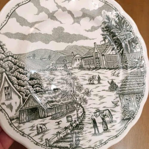 Vintage Swiss Landscape plate set like new, 6 pieces