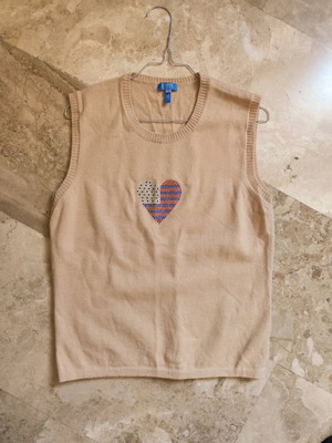 Escada Sport knitted vest with rhinestones like new, beige, size L